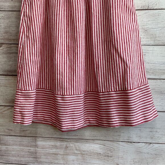 J CREW LINEN BLEND SKIRT IN RED AND WHITE STRIPES - Picture 3 of 4